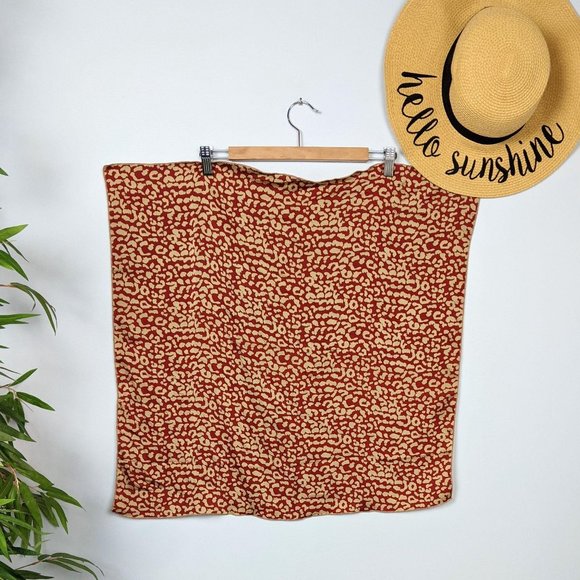 Vintage Scarf Leopard Print Large Square Rust Red Tan - Picture 3 of 6